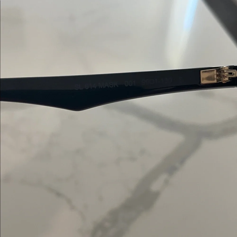 Saint Laurent Black and Silver Shield Sunglasses